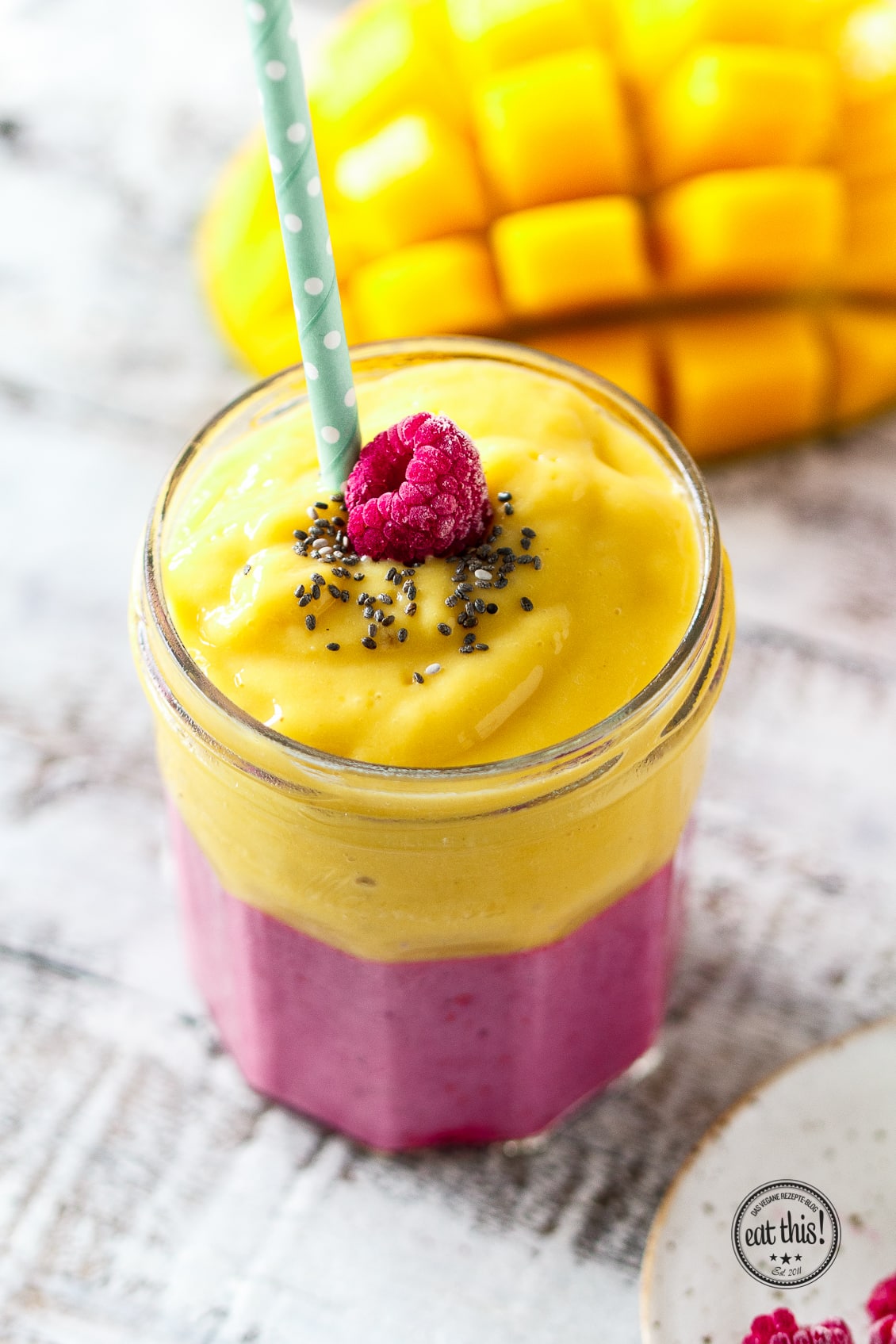 {Clean eating} Mango-Himbeer-Smoothie · Eat this! Foodblog • Vegane ...