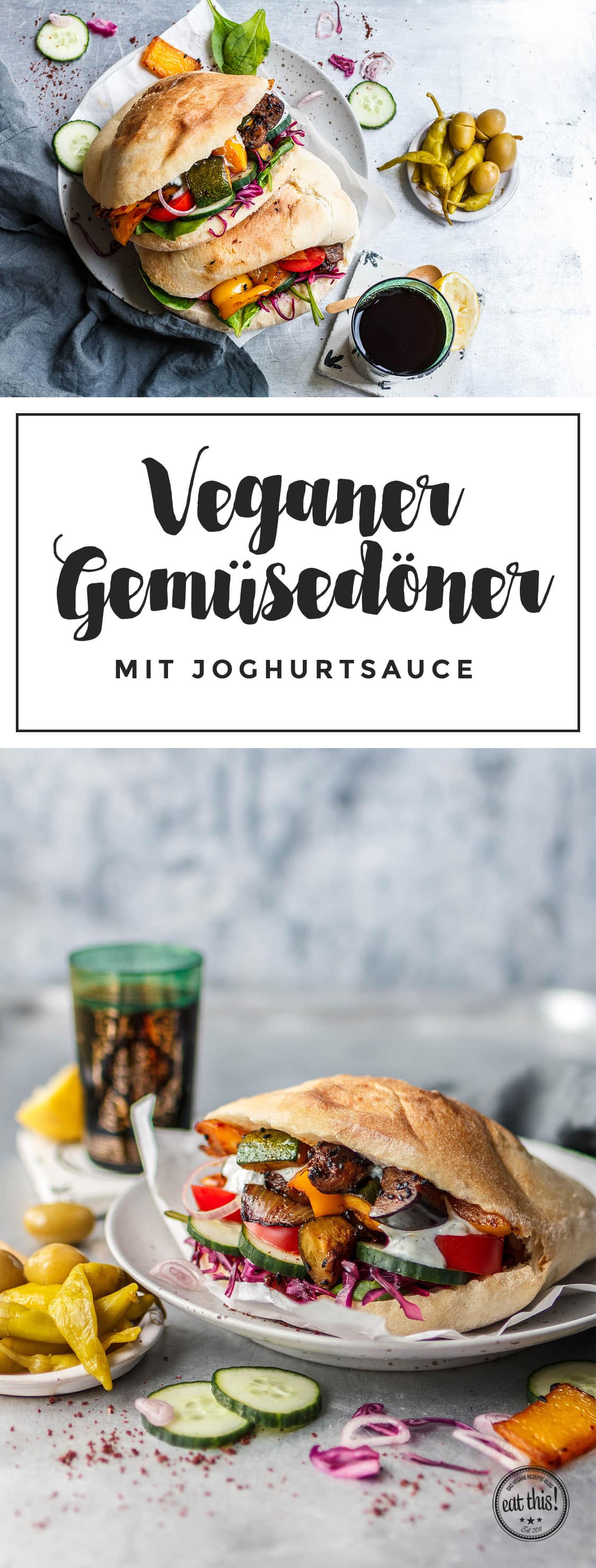Gemüsedöner mit Aubergine, Zucchini & Paprika
