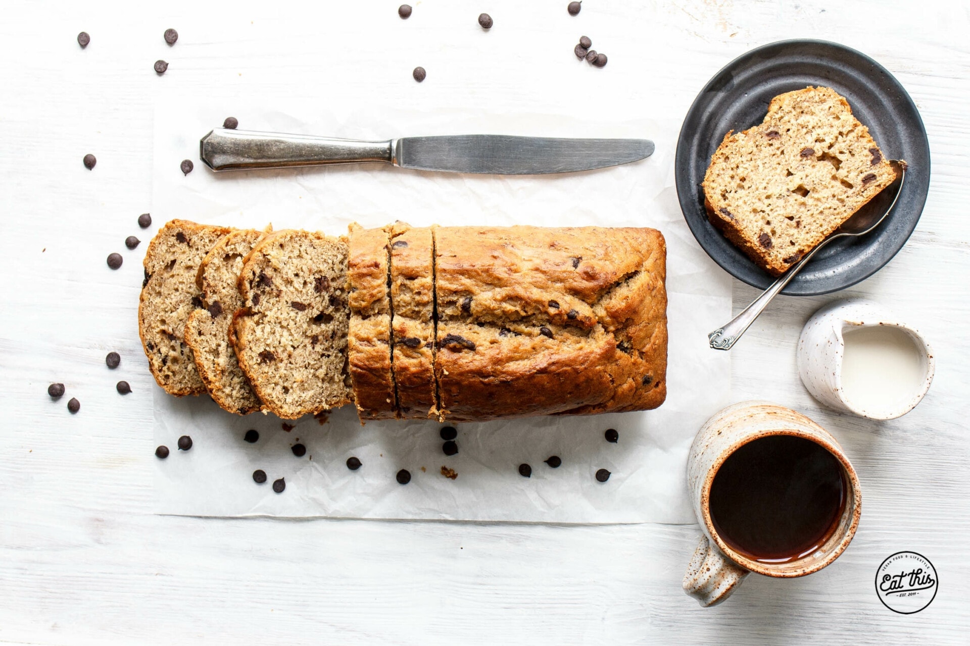 Bananenbrot mit Dinkel und dunkler Schokolade
