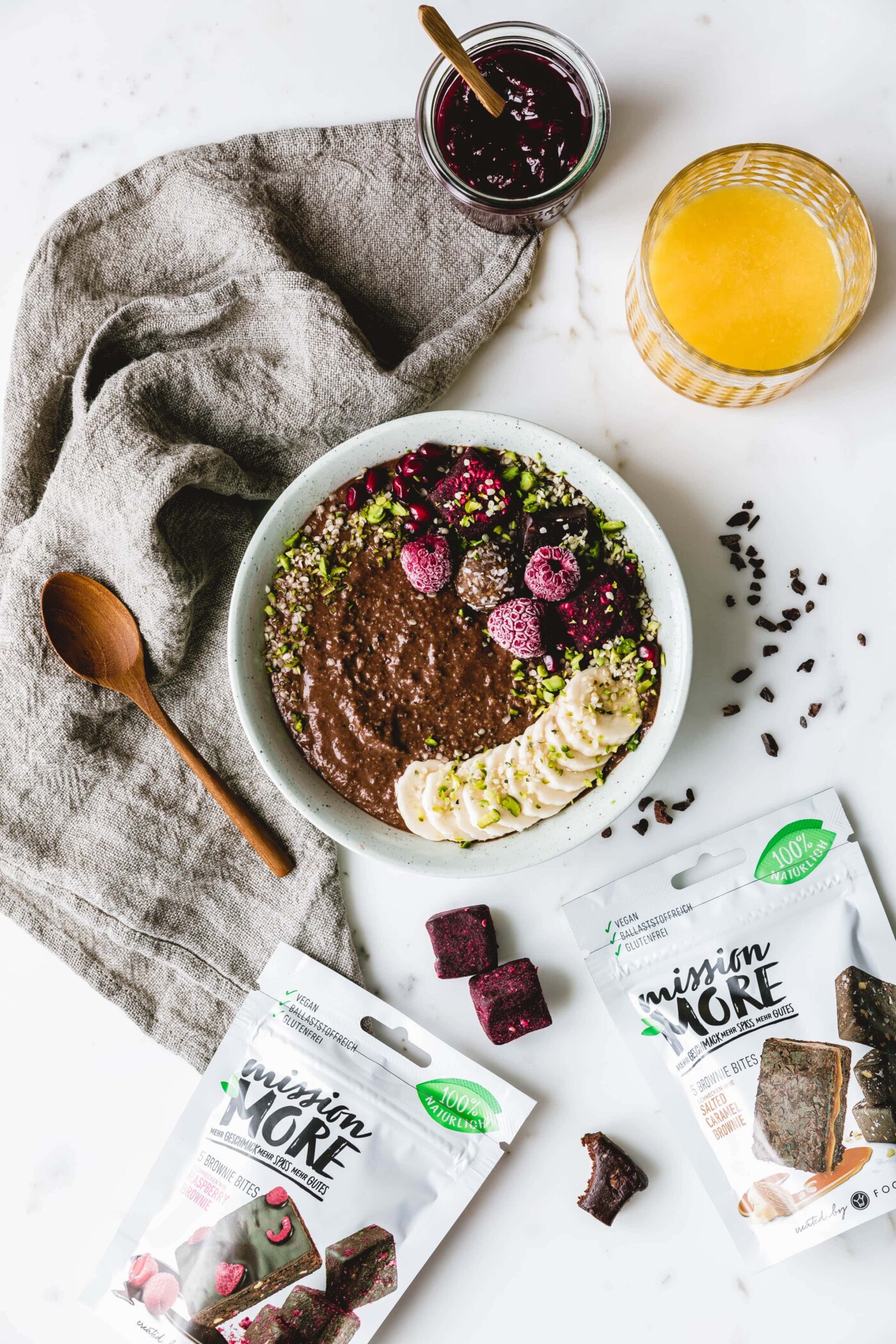 Schoko-Frühstückspudding mit Brownie-Bites · Eat this!