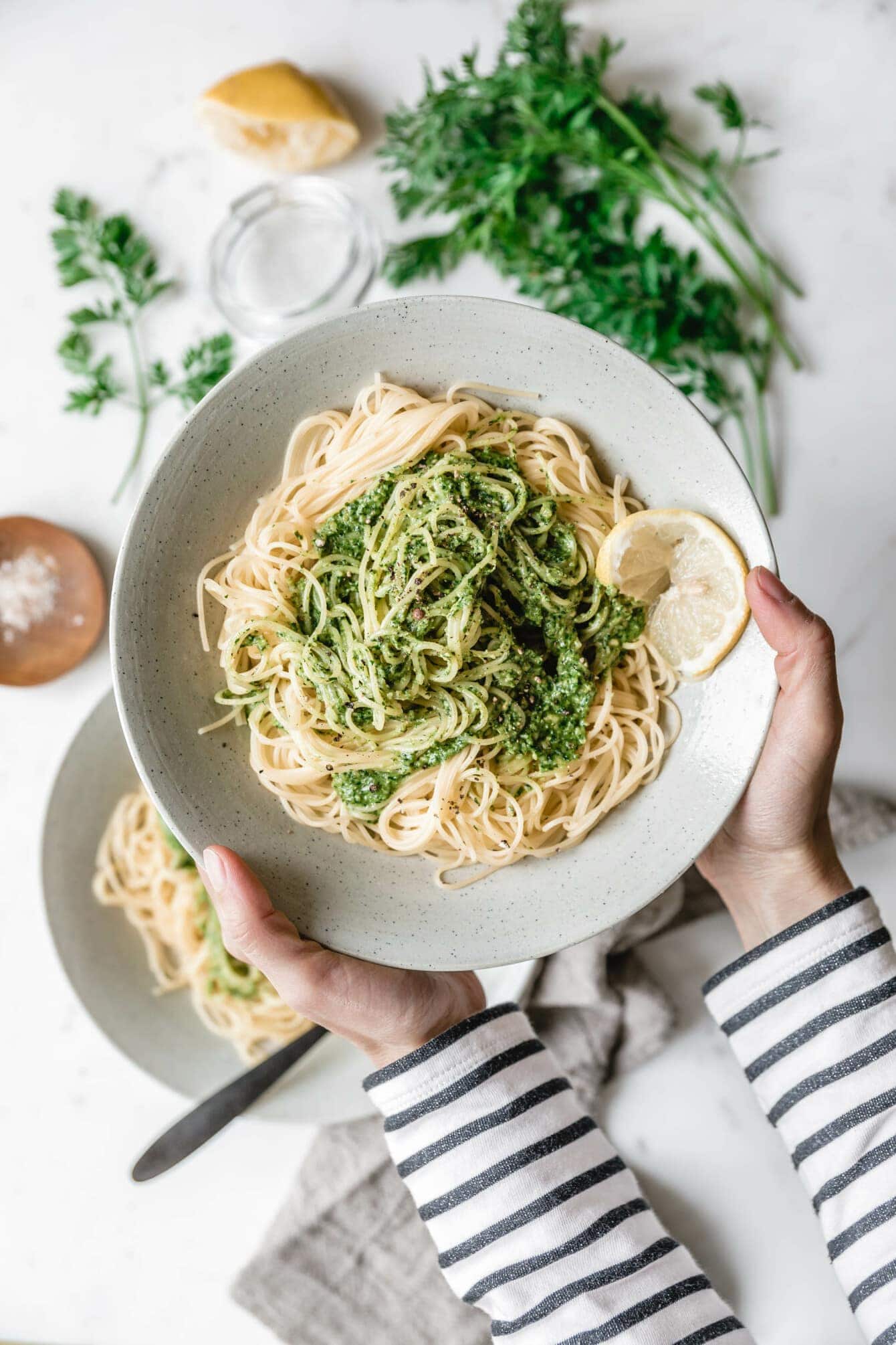Capellini mit Karottengrün-Pesto · Eat this!