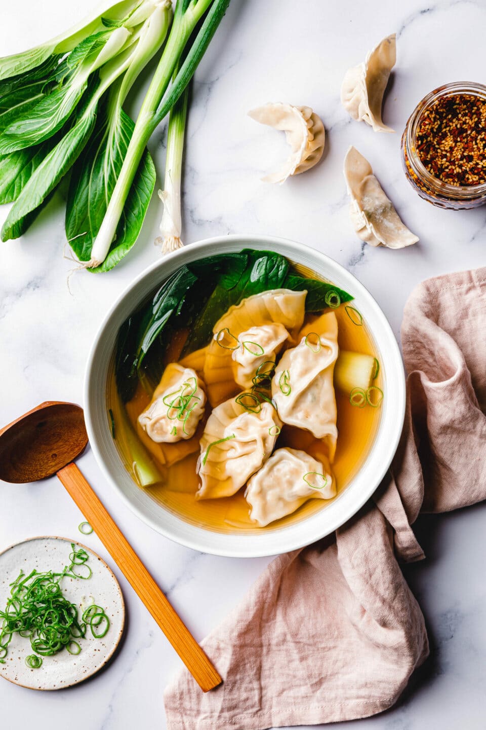 Einfache vegane Wan Tan Suppe