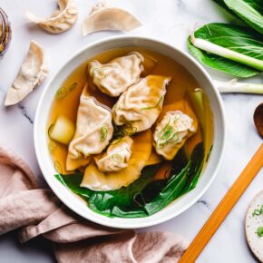 Einfache vegane Wan Tan Suppe