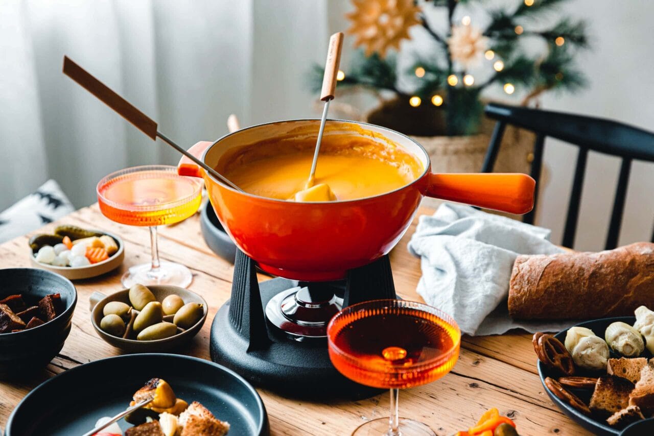 Veganes Bier-Fondue mit Kürbis