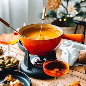 Veganes Bier-Fondue mit Kürbis