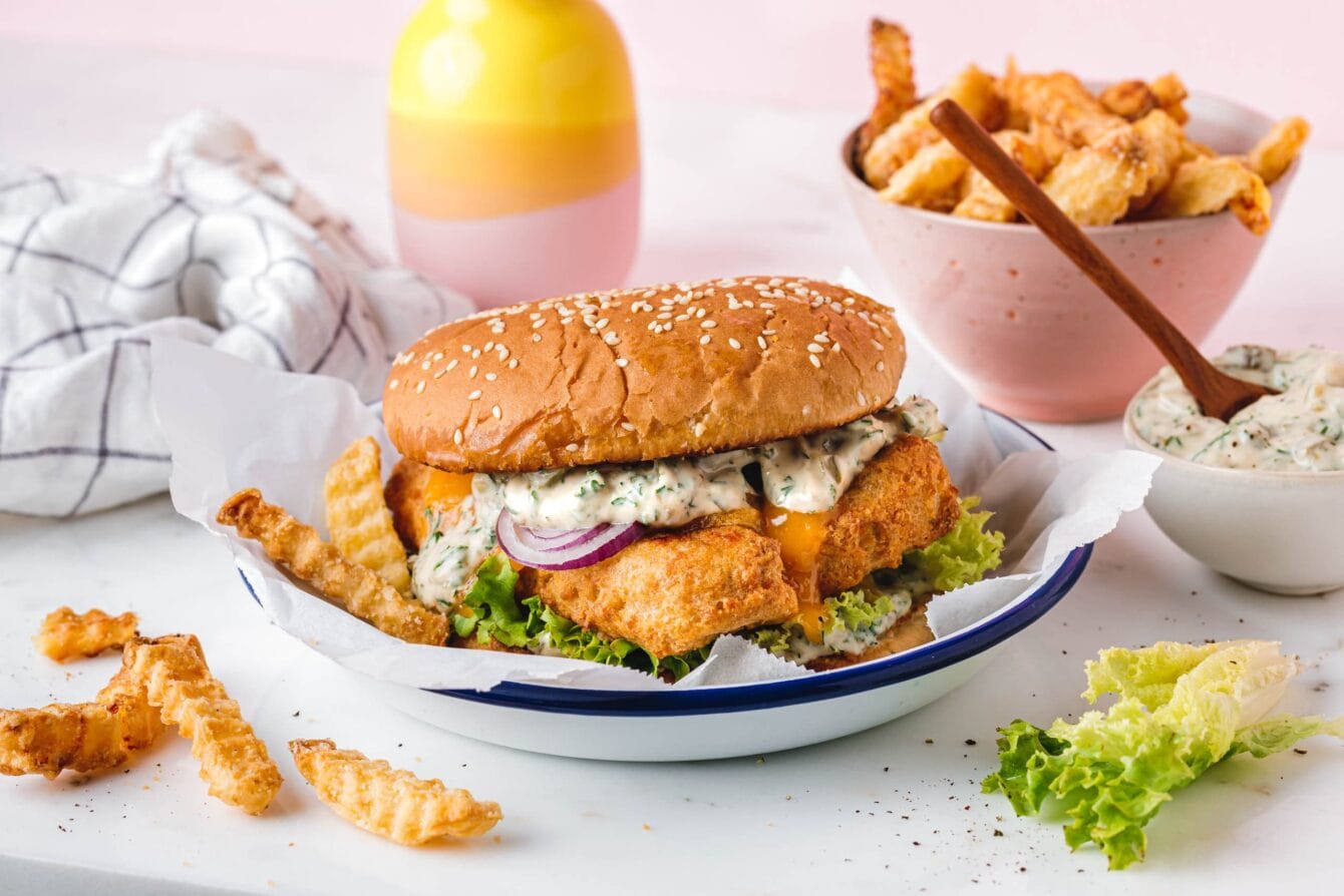 No Fish Burger mit selbstgemachter veganer Remoulade