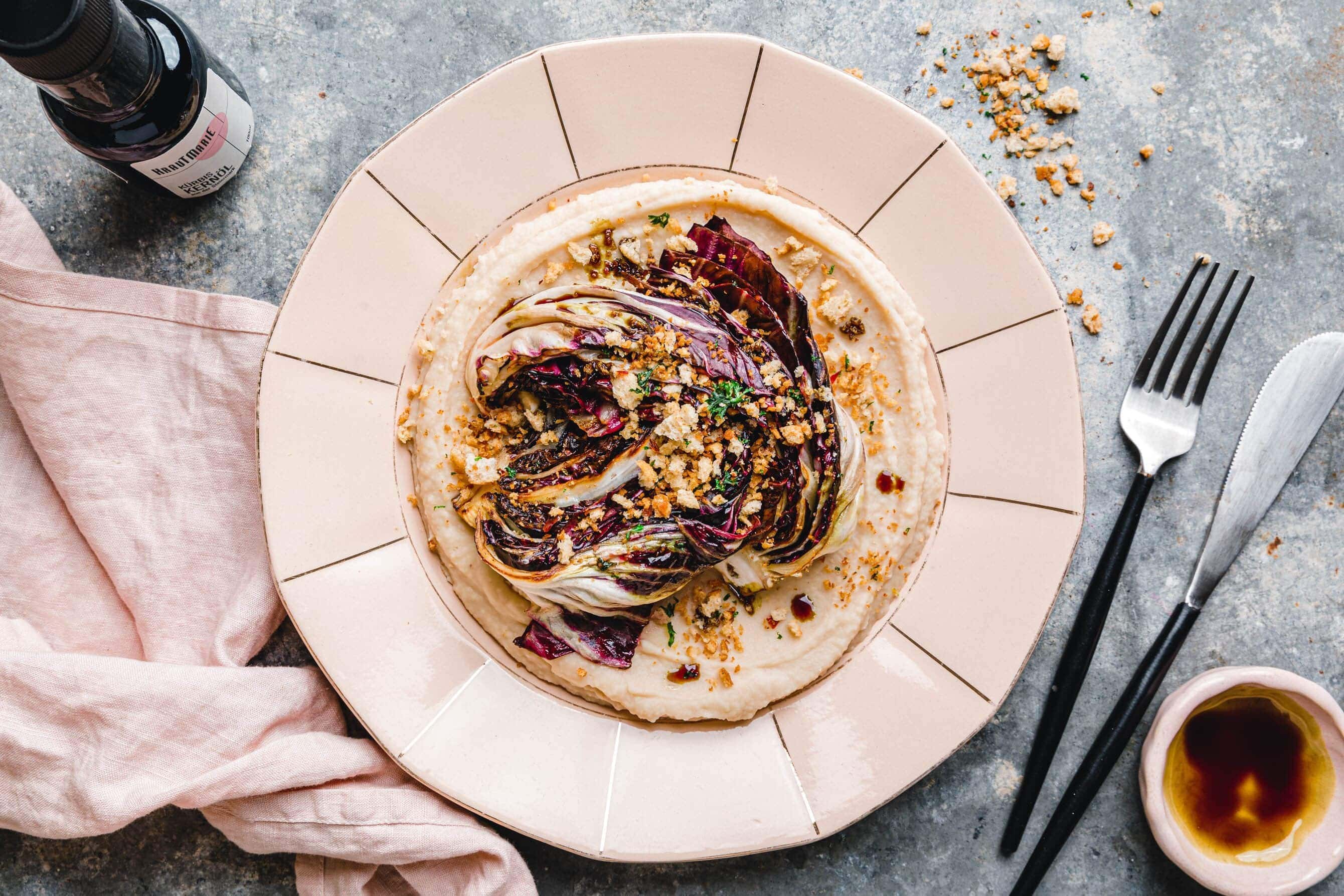 Grünkernrisotto mit Kräuterseitlingen und Radicchio · Eat this! Foodblog