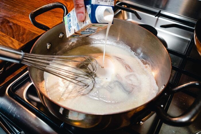 Mehlschwitze ablöschen mit Allos Ohne Muhhh Kochcreme