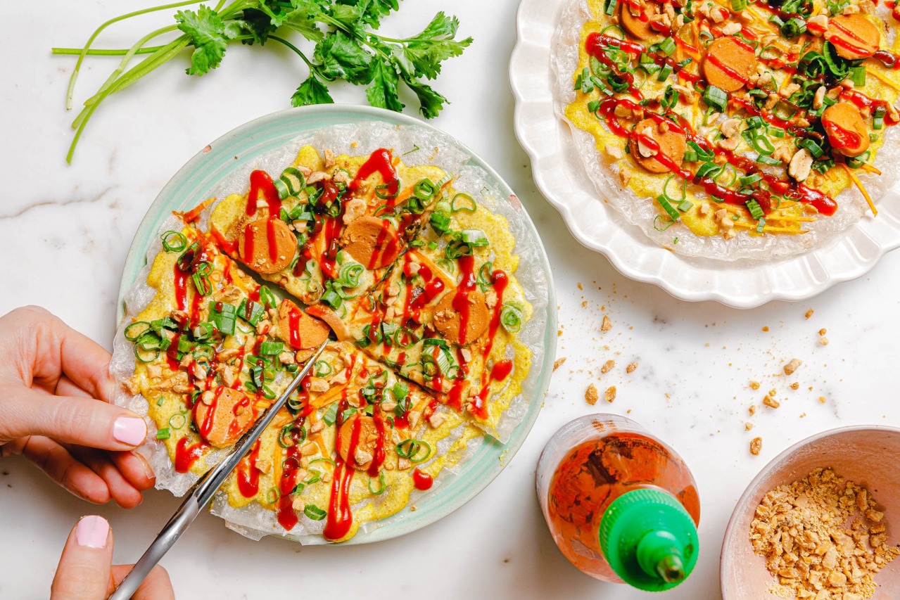 Vegane vietnamesische Pizza – Bánh Tráng Nuóng