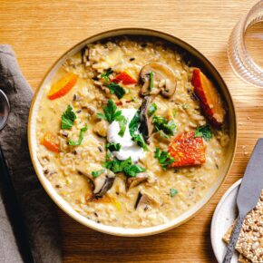 Wildreissuppe mit Kürbis & Pilzen