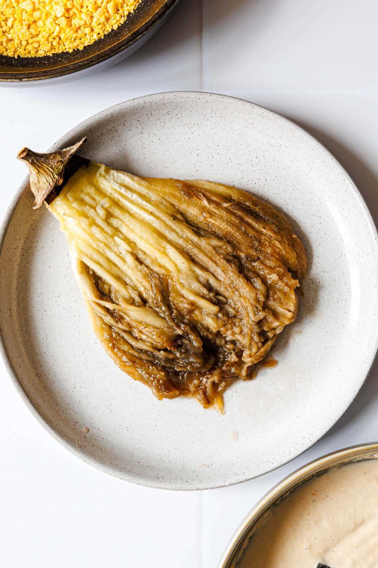 Geröstete Aubergine für Auberginen-Schnitzel