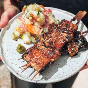 Miso-Auberginen-Spieße vom Grill